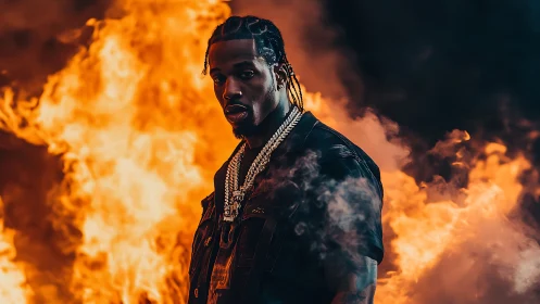 Bold Studio Portrait With Dramatic Fiery Background