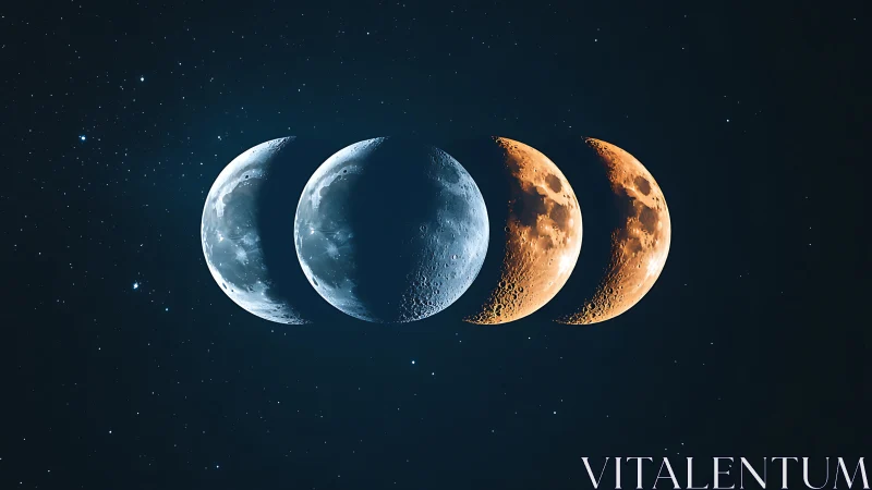 Moonlit phases drifting through a quiet cosmic night.