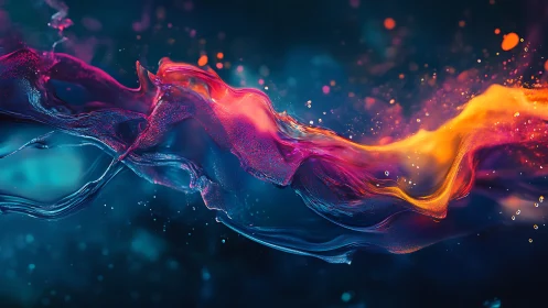 Liquid neon ribbons swirl through a deep cosmic dreamscape