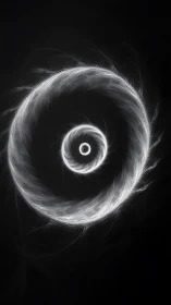 Gentle spiral rings glow softly in a quiet cosmic dance