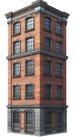 Brick loft corner building with detailed facade rendering.