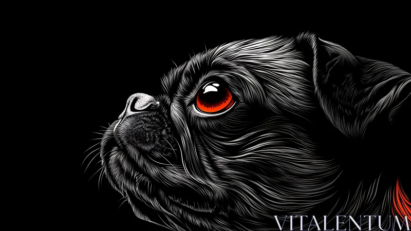Profile illustration of a dog head rendered in high contrast lines