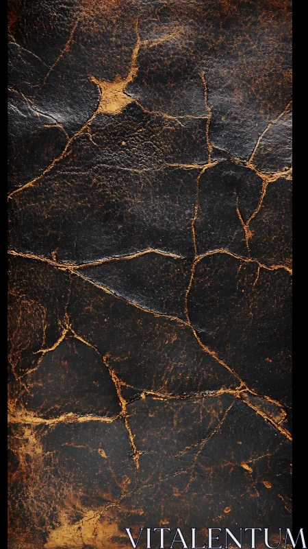 Weathered leather cosmos with golden fracture constellations.