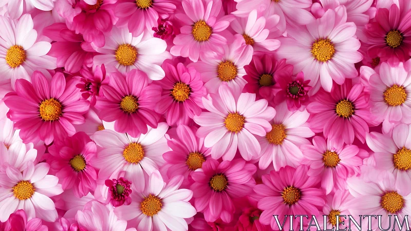 Pink Daisy Composite: Dense Polychromatic Floral Array with Golden Centers