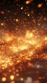 Golden sparks shimmer gently in a warm glowing night air