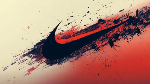 Dynamic swoosh logo rendered with explosive paint splatter motion