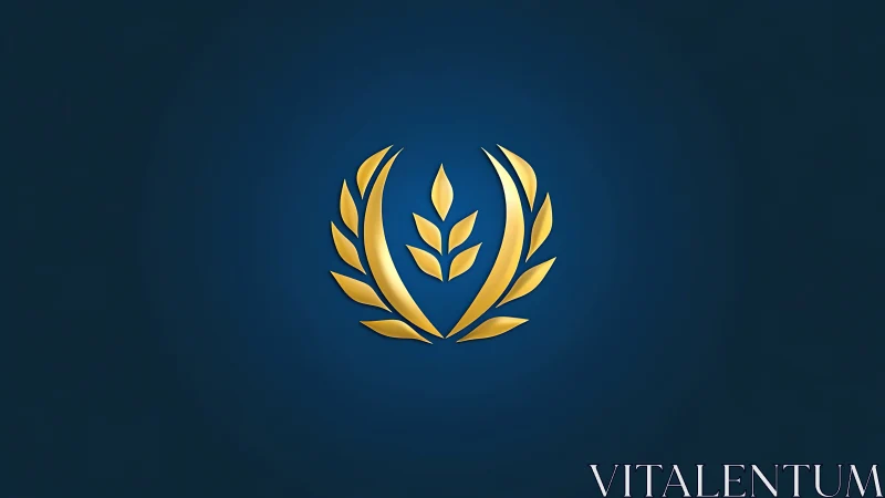 Golden laurel emblem glows softly on deep blue background