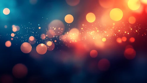 Vibrant abstract bokeh lights in blue and orange digital art style.