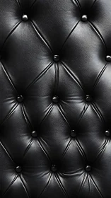 Black leather upholstery with tufted button grid pattern.