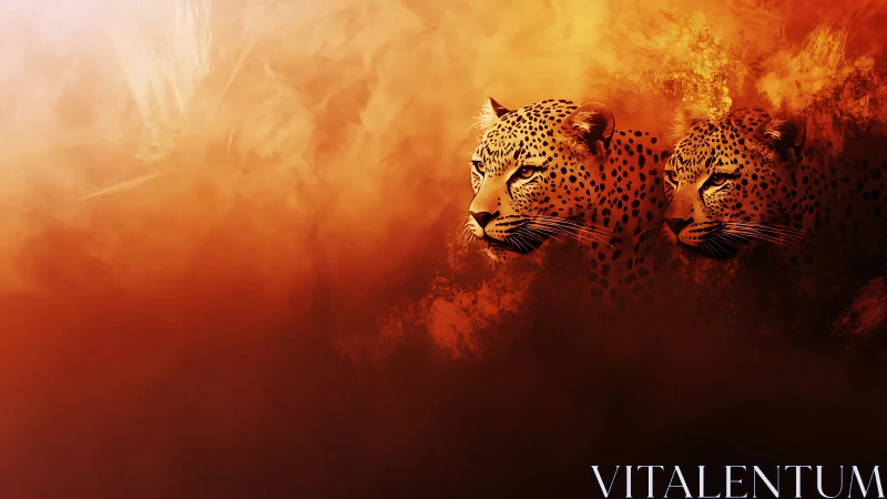 Twin Leopards in Golden Solitude.