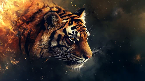 Thermal plasma-tiger head emerging through combustion gradients.