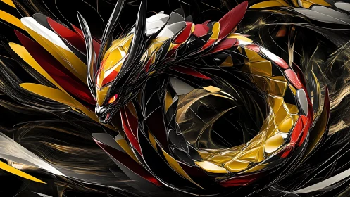 Helical draconic construct with laminated chromatic armor coils.