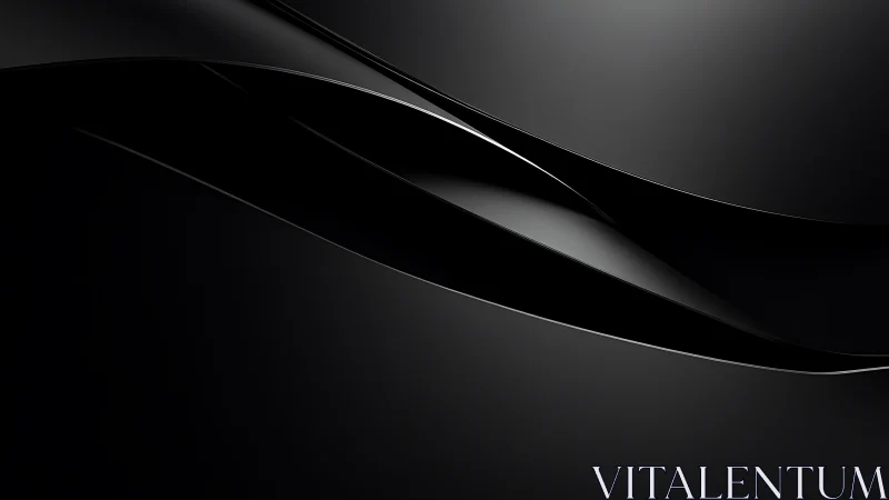 Curved black metallic bands forming abstract wave pattern.