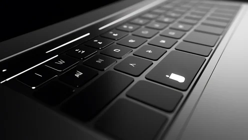 Sleek backlit laptop keyboard glows with minimalist design.