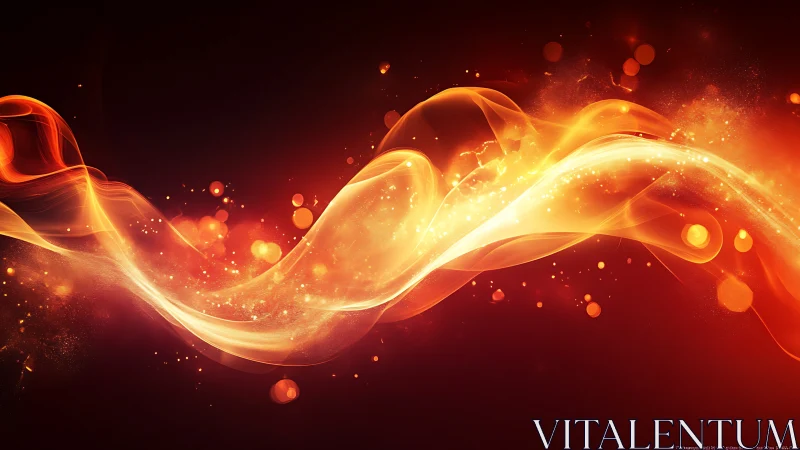 Flowing Fire Wave Against Dark Background.