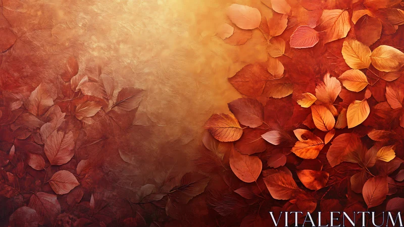 Autumn leaves in warm orange and red textured background.