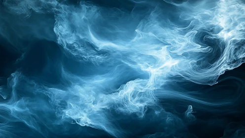 Blue swirling abstract smoke texture on dark background.