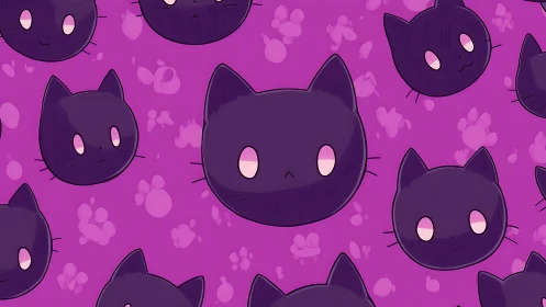 Mischievous Void Cats Drift Through Magenta Dreams Endlessly