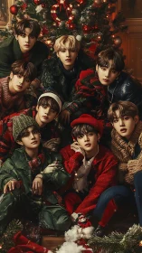 Holiday portrait of young men in coordinated winter wear.