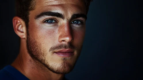 High-contrast male portrait with shallow depth and directional light