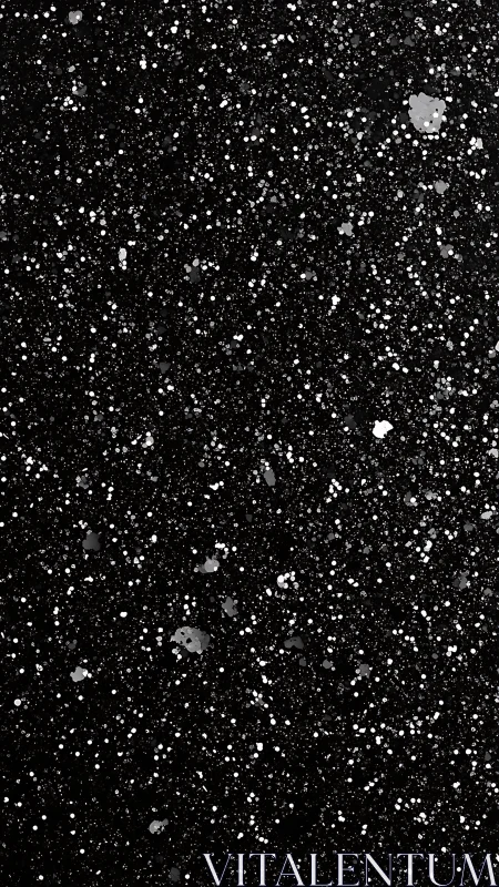 Black surface is covered with irregular white paint speckles