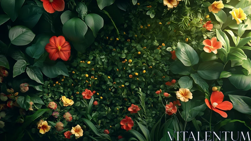 Overhead Garden Composition: Vibrant Botanical Aerial Perspective Study.