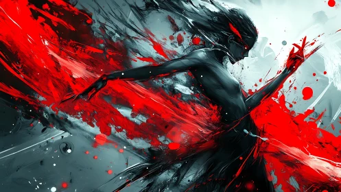 Storm runner in crimson: motion painted in midair.