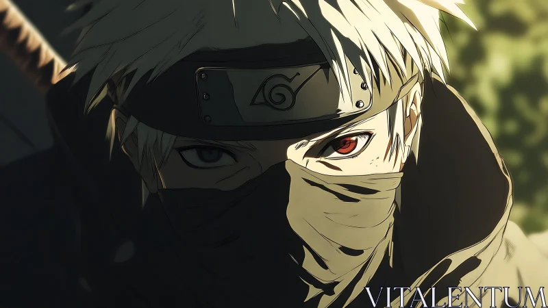 Calm masked ninja gazing ahead with quiet, steady resolve.