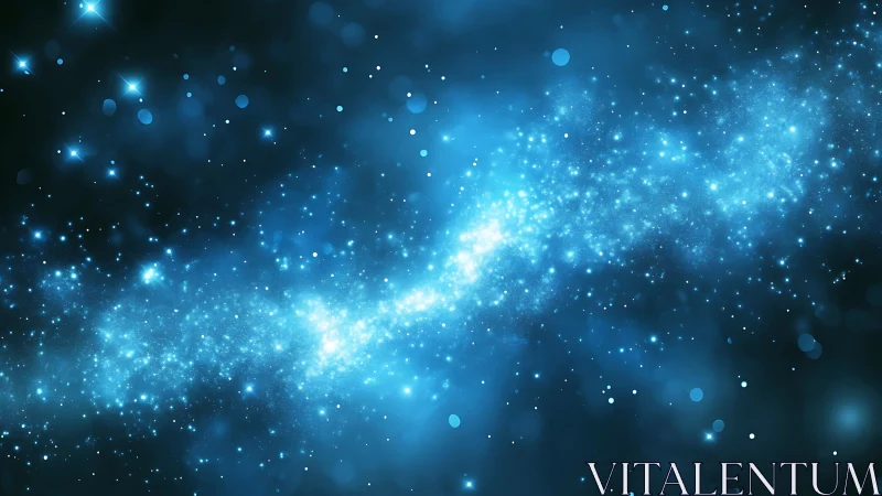 Blue galactic starfield with dense glowing nebula band.