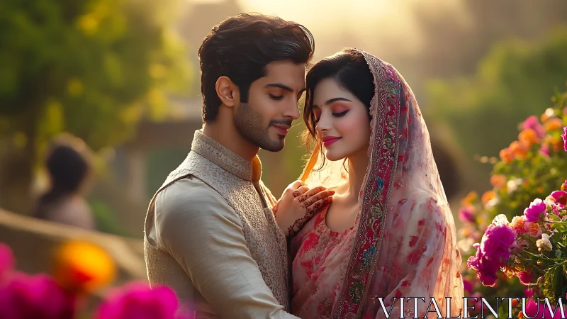 South Asian Bridal Portrait: Warm Golden Hour Cinematography.