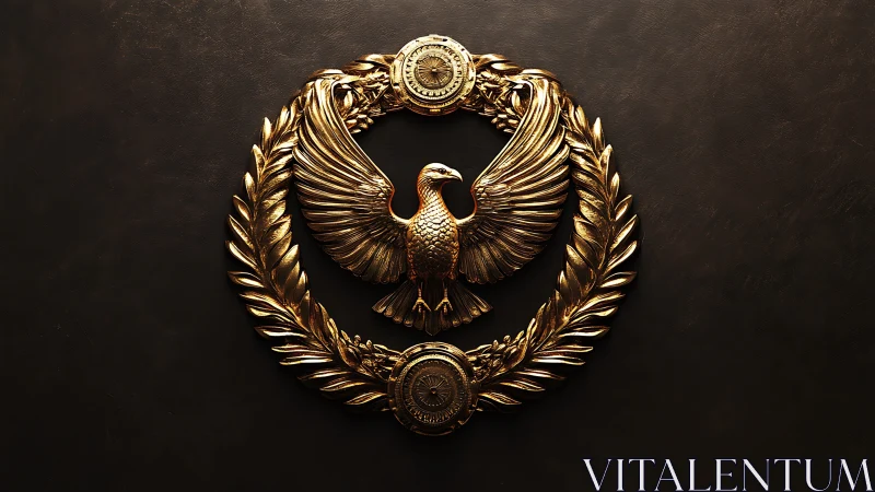 Gilded imperial eagle crest within laurel wreath relief.