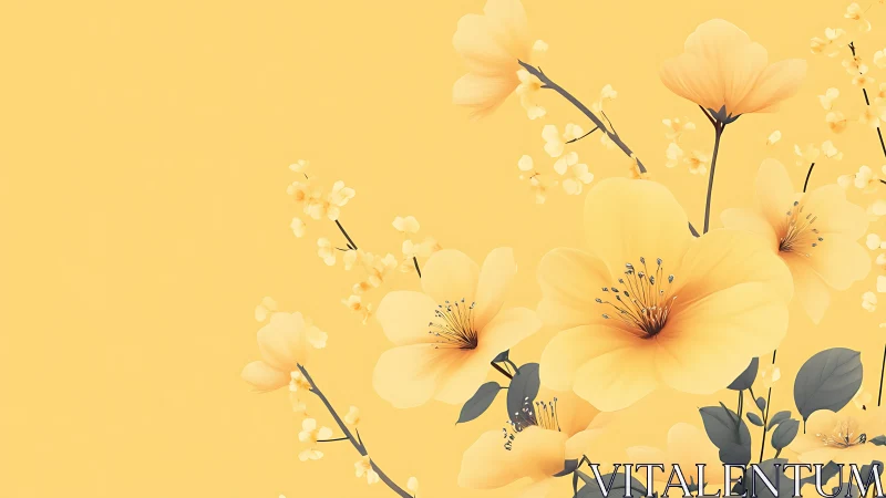 Delicate Yellow Flowers Dance Across a Sunny, Dreamy Canvas