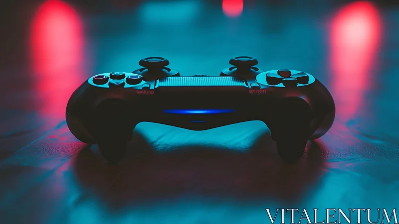 Gaming controller photographed under neon ambient illumination