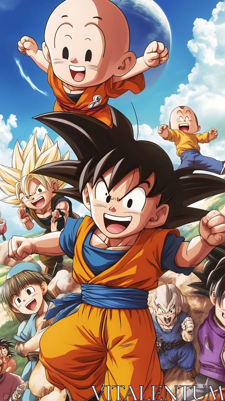 Multiple anime characters move forward in a dynamic group scene