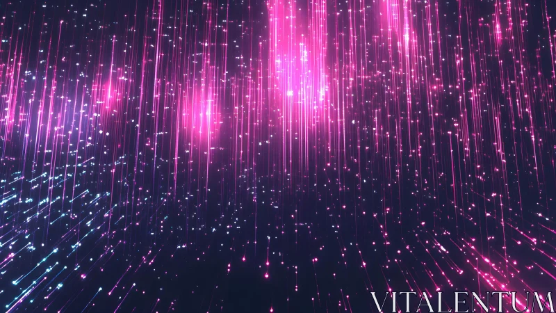 Neon pink digital rain with glowing vertical lines, futuristic style.