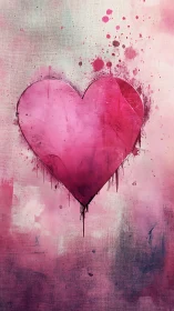 Splashy Pink Heart Bursts with Watercolor Emotion