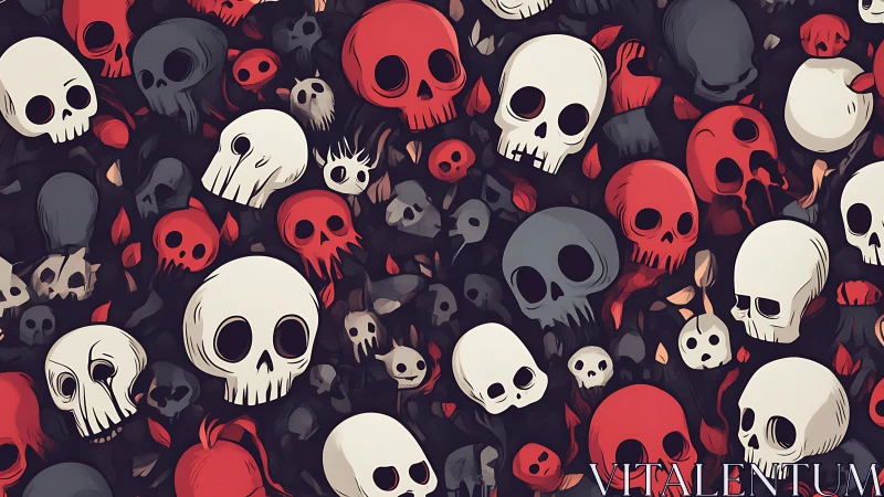 Playful skull collage builds a dark yet quirky atmosphere