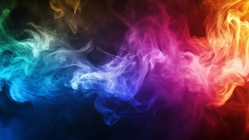 Multicolored smoke-like wisps form a horizontal spectral band