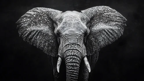 Elephant starlight skin unfurls like a night sky in grayscale