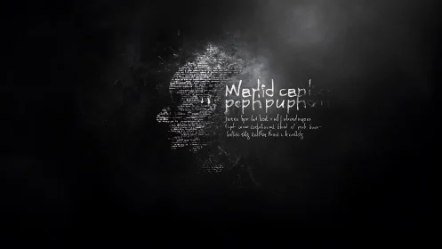 Typographic human profile on dark abstract digital ground.