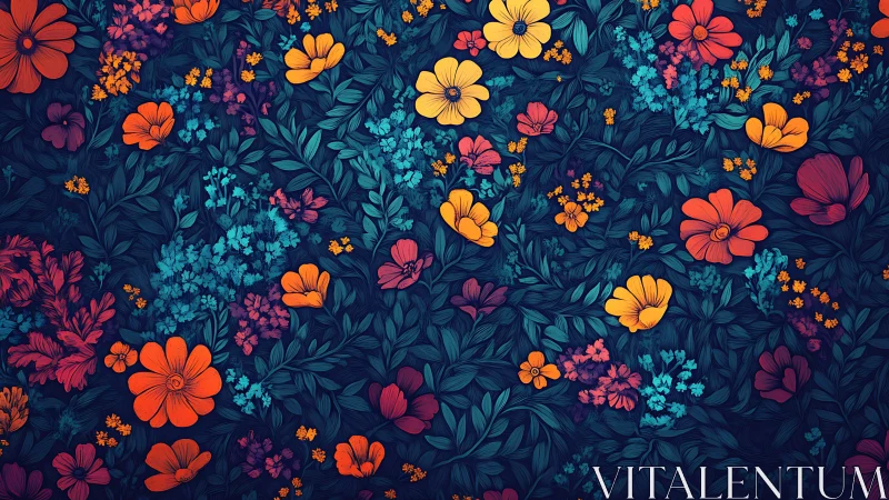 Midnight Garden Eruption: Where Cosmic Flowers Bloom Against Twilight