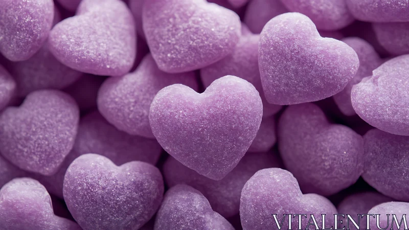 Purple Sugar Heart Candies Sparkling with Crystalline Glitter