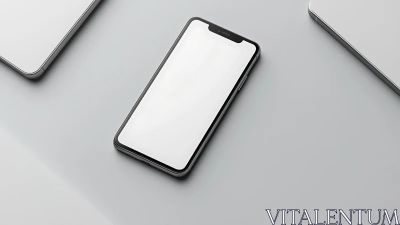 Notch-equipped smartphone display mockup photographed overhead.