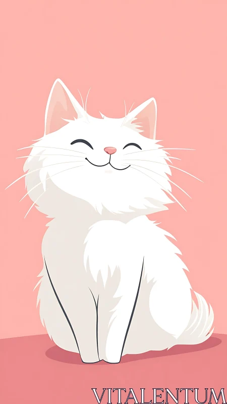 Adorable Fluffy White Kitten Radiating Pure Joy and Contentment.