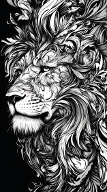 Flowing lion portrait celebrates strength in swirling lines