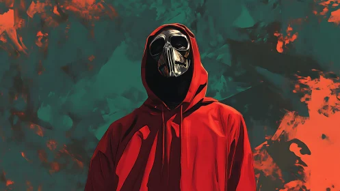 Digital painting of hooded skull figure in high-contrast palette.