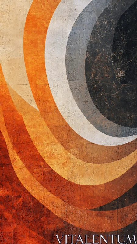Concentric sunburst arcs on textured orange concrete wall.