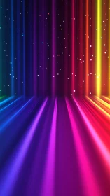 Radiant spectral light trails form a dynamic neon corridor