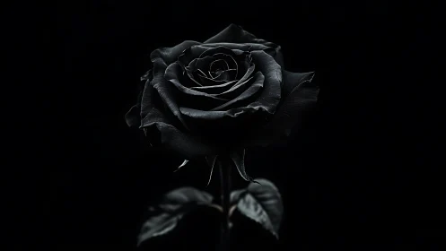 Single black rose in low key photographic composition.