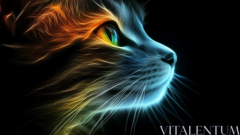 Luminous Cat with Striking Green Eyes